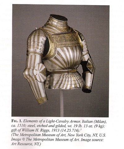 Suit of Steel and Gold Italian Light Cavalry armor circa 1510 CE