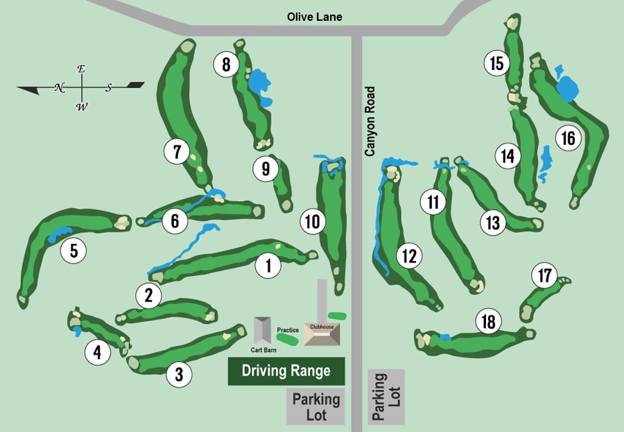 Graphic showing overhead view of the layout of the New Mexico Tech Golf Course
