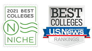Logos for Niche.com's 2021 Best Colleges and U.S. News and World Report's College Rankings