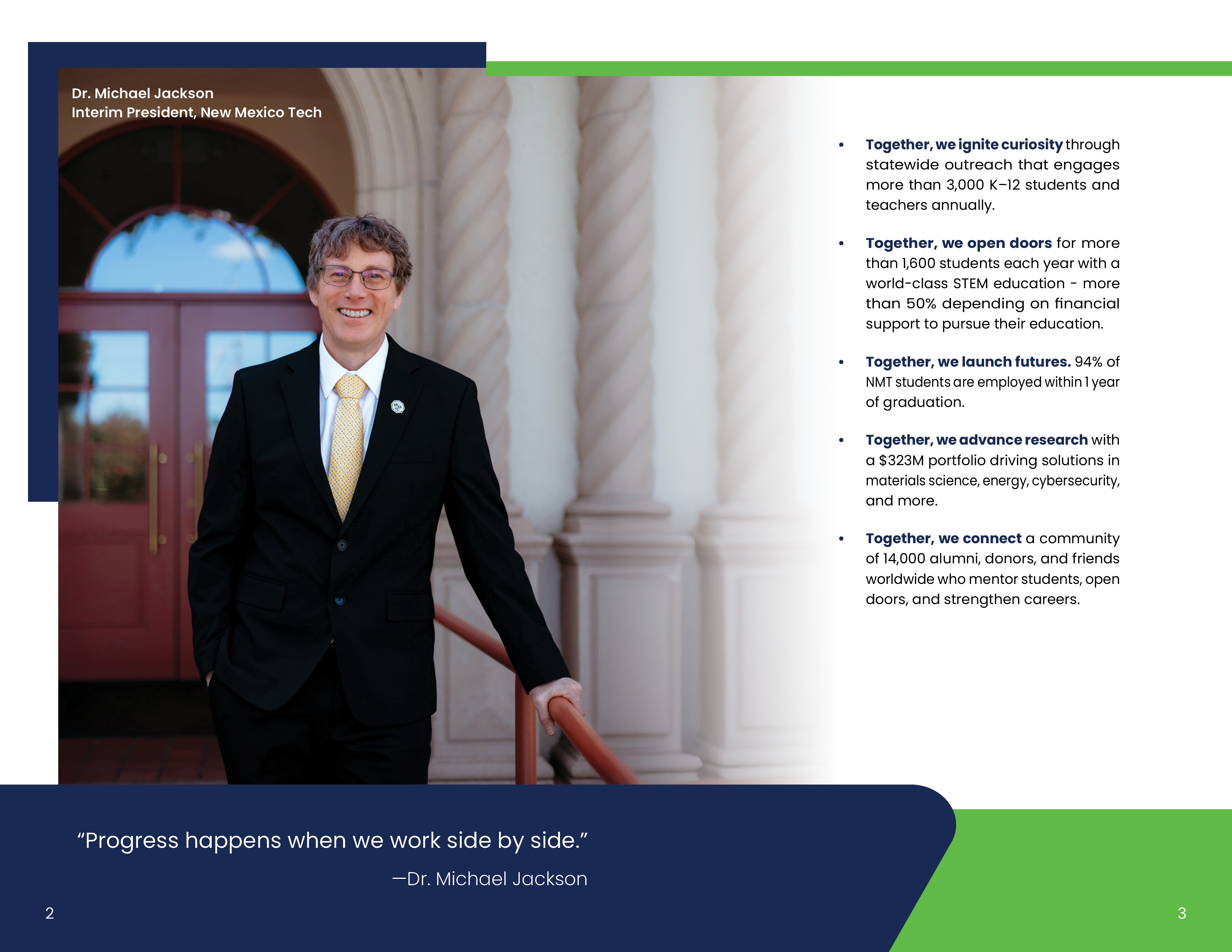 Dr. Jackson in front of Brown Hall