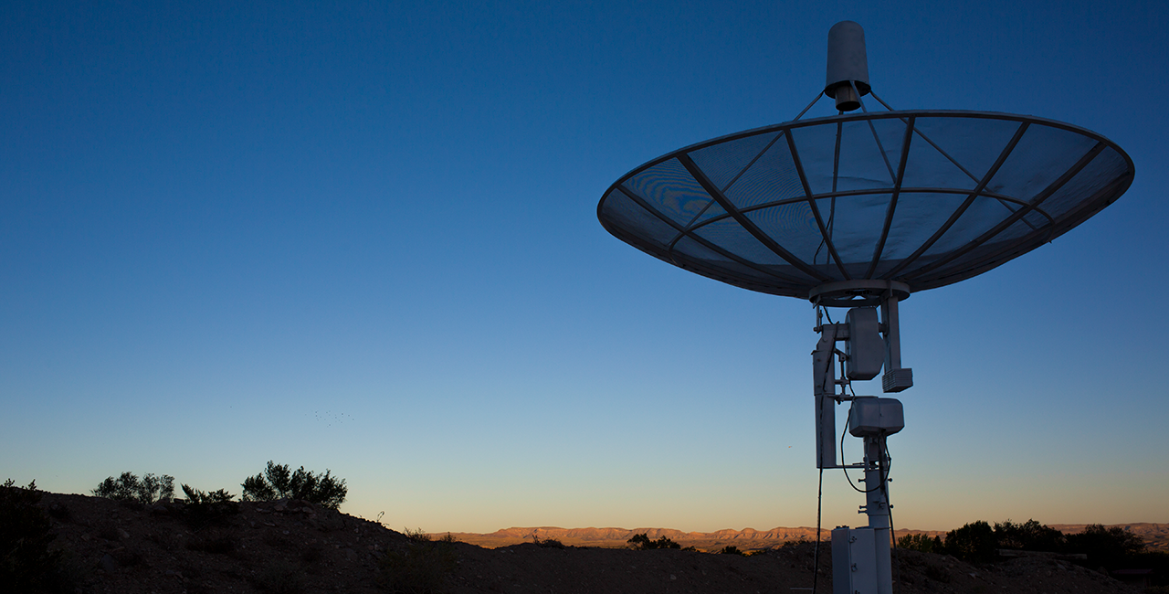 Image of Radio Satellite dish at sunset