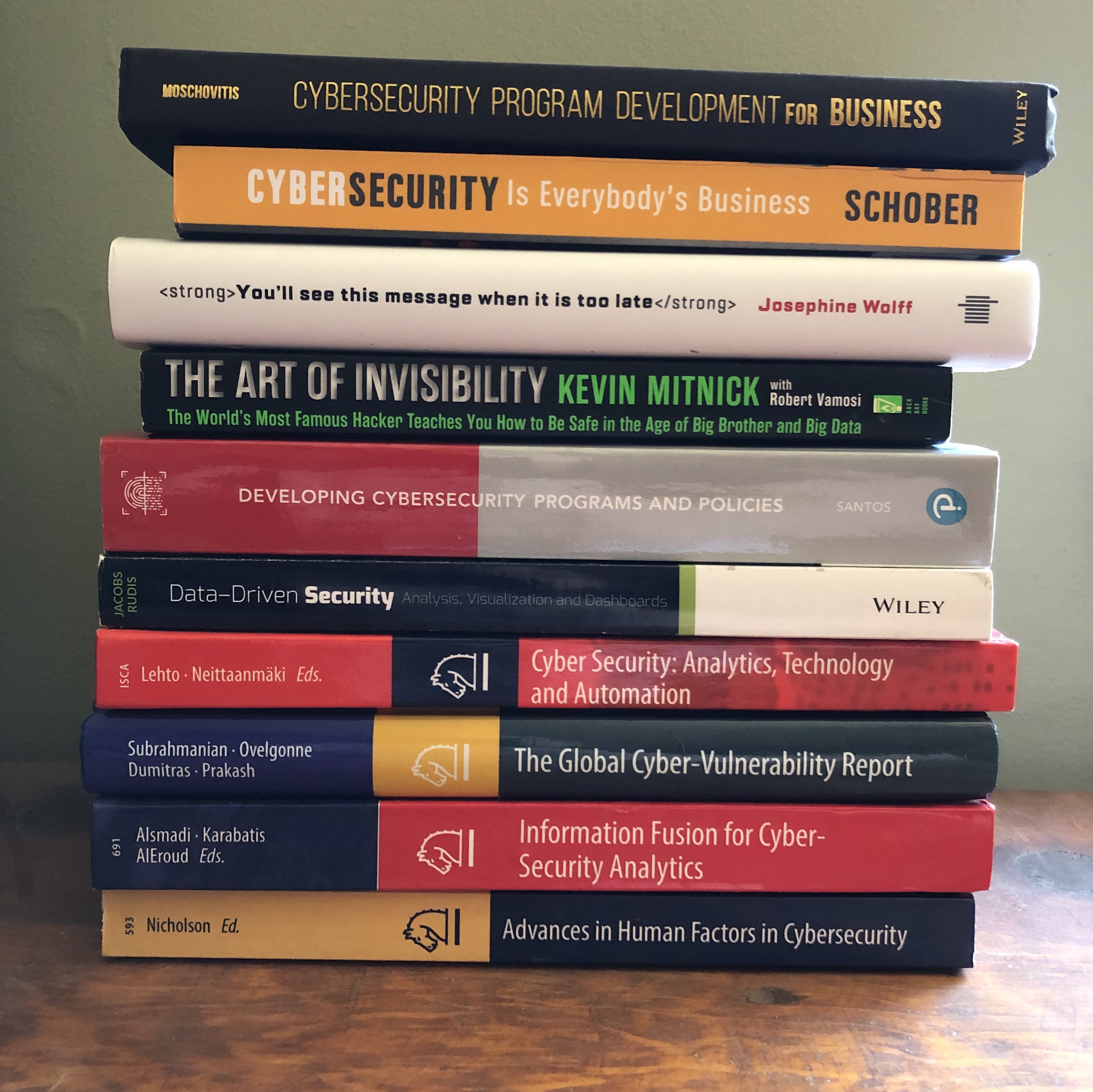 Stack of cybersecurity books