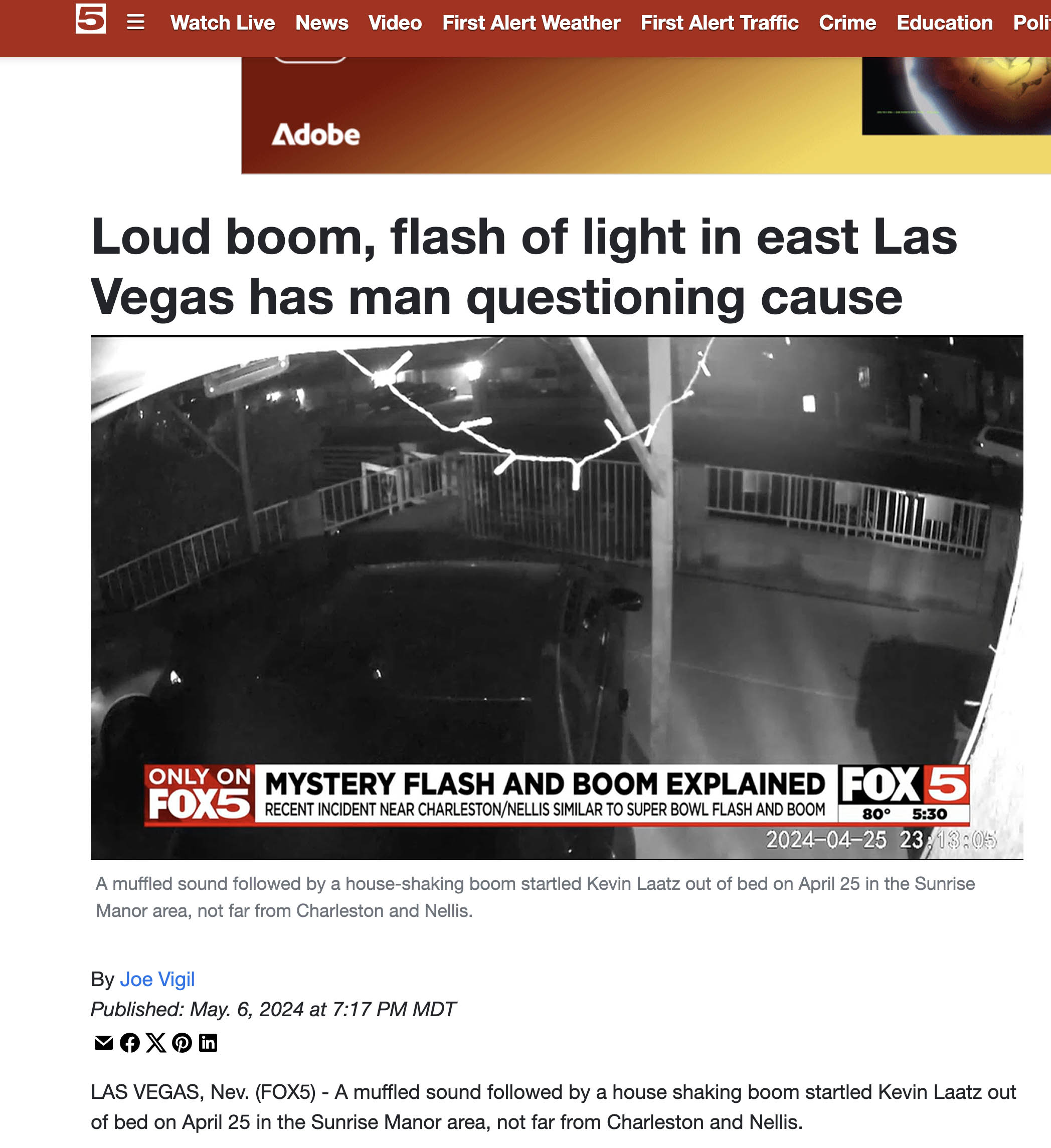 NMT VP solves mystery of loud boom and flash in Las Vegas, Nevada New