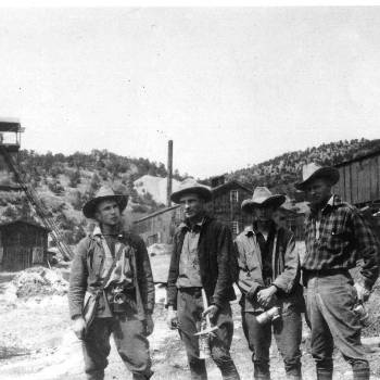 kelly-mine Miners stand in front of Kelly Mine