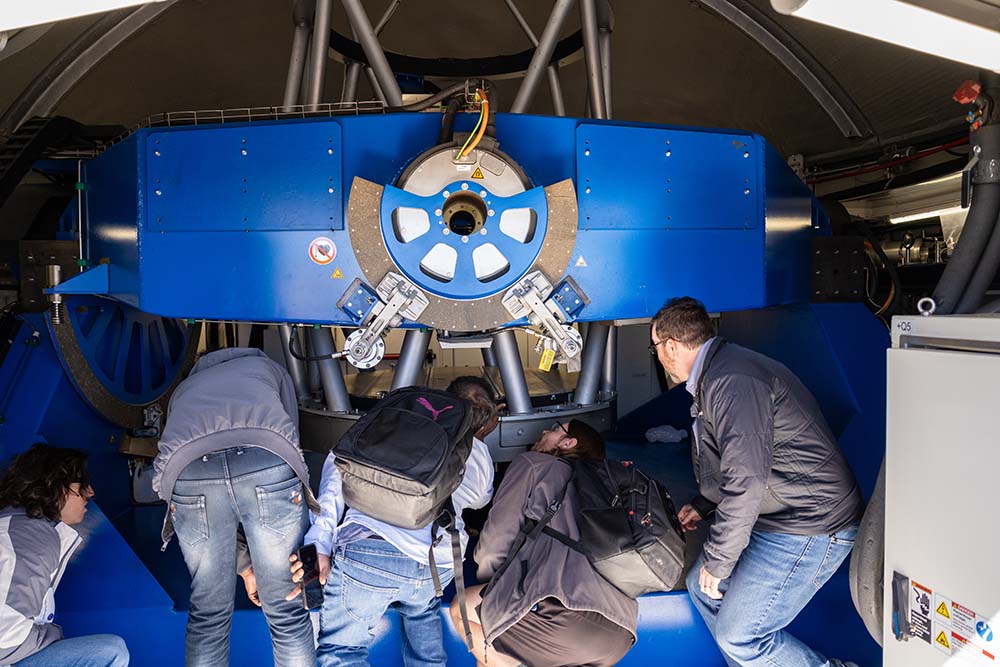 Visitors look at the inner-workings of the MROI.