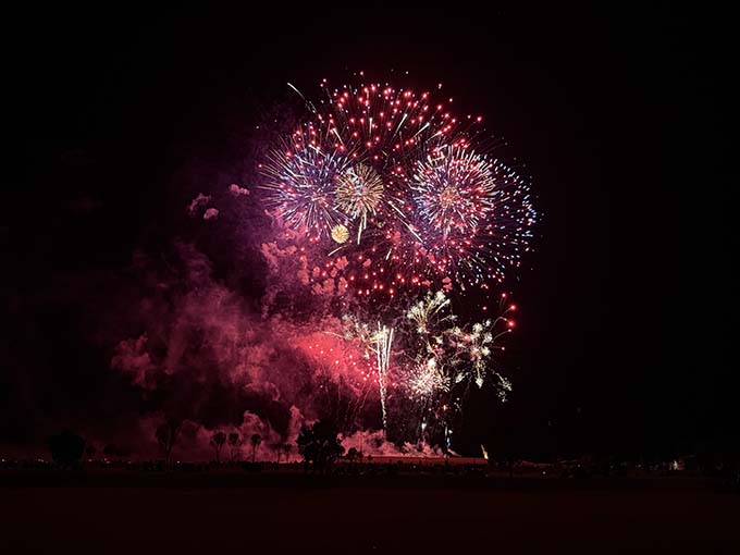 Fireworks illuminate the sky of Socorro.