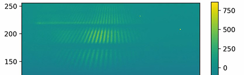 False color image of first fringes of Epsilon Cygni at MROI from July 12, 2025 taken with the FOURIER instrument. (Photo Credit:&nbsp; Paolo Barrios (Cambridge), James Luis (MROI) and Emma Floyd (MROI))