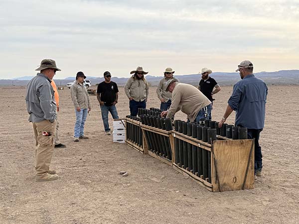 MRTC staff prepating fireworks