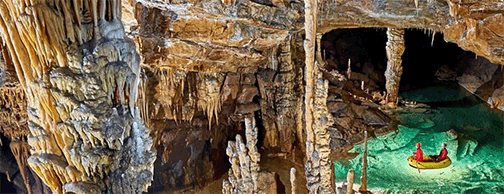 interior cavern image with pool and columns